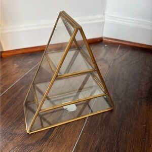 Gold Glass Pyramid Display Case